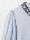 Embellished Collar Puff Sleeve Blouse