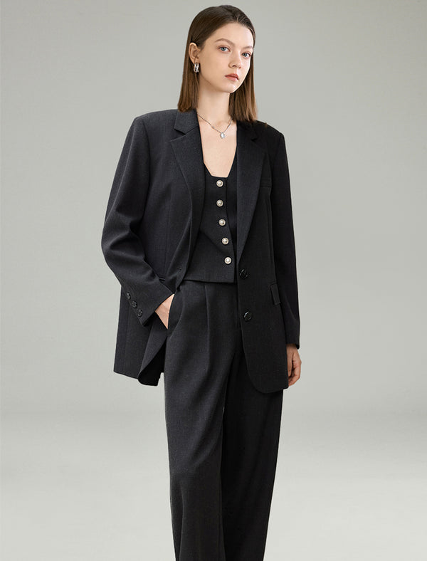Linen Blend Relaxed Fit Tailored Blazer