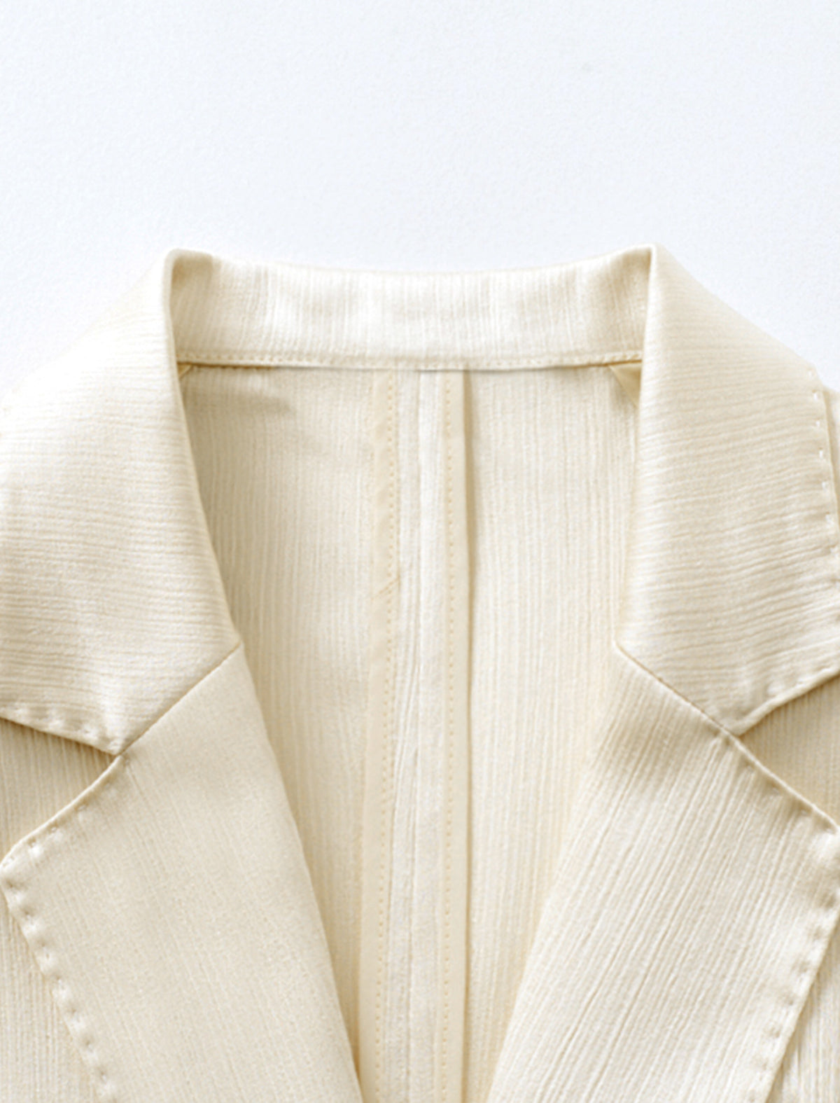 Champagne Textured Ruched Sleeve Blazer