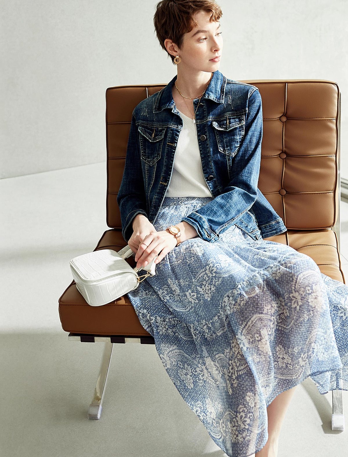 Elegant Floral Print Skirt