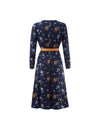 Floral Print Crewneck Belted Dress
