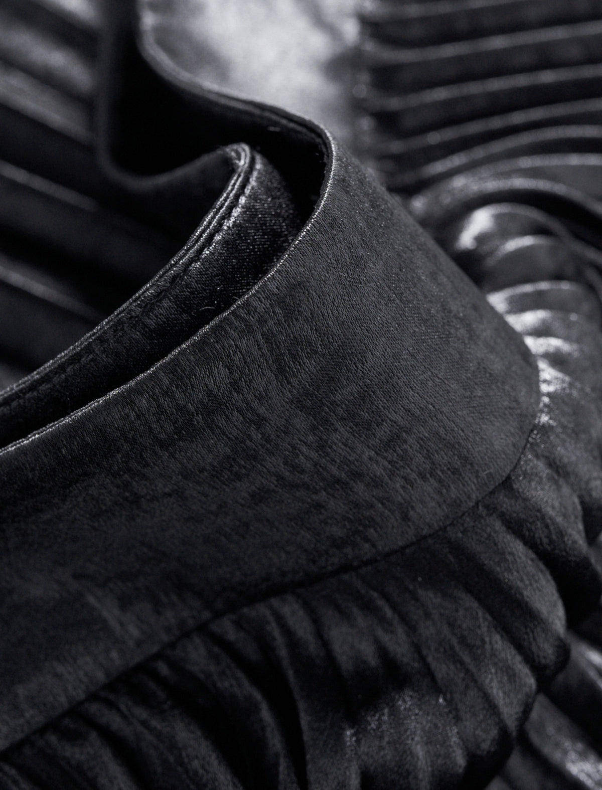 Black Metallic Pleated Midi Skirt