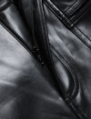 Belted High Waist Black PU Leather A-Line Mini Skirt