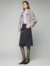 Wrap-Front Button High-Waist A-Line Midi Skirt
