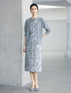 Ink-Wash Floral Sleeveless Midi Dress