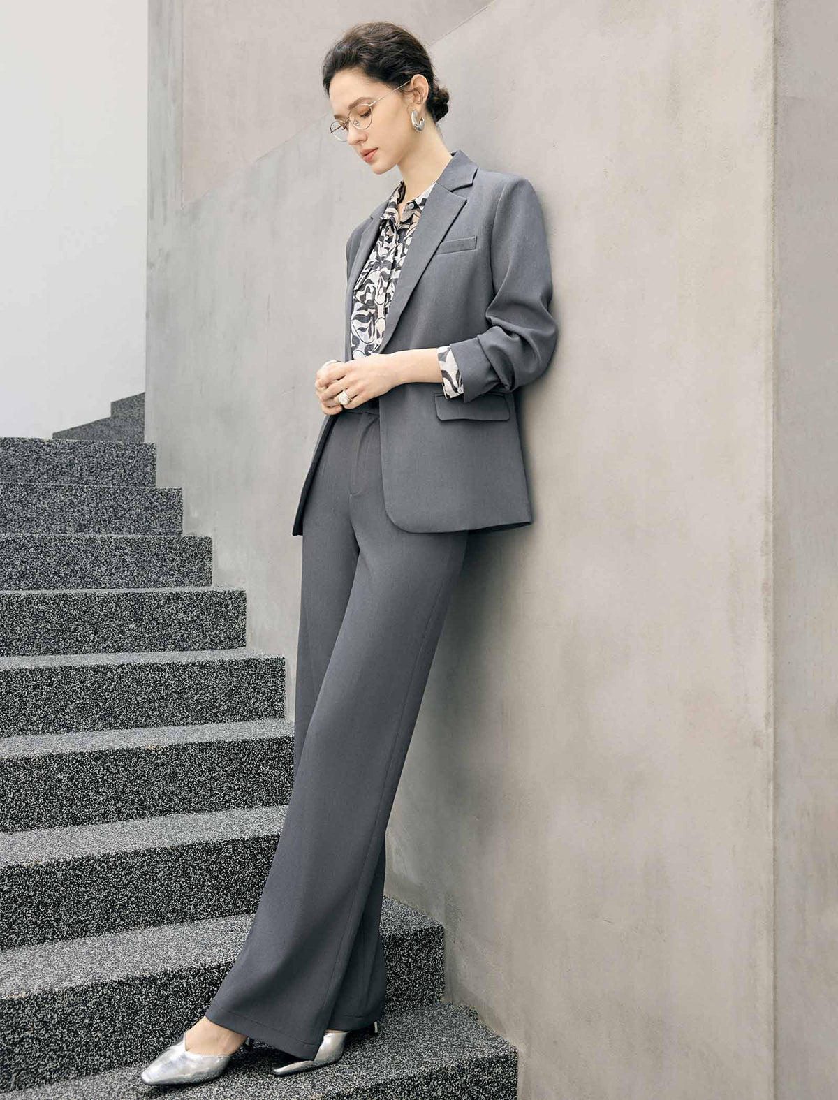 Notched Lapel Single Button Tailored Blazer