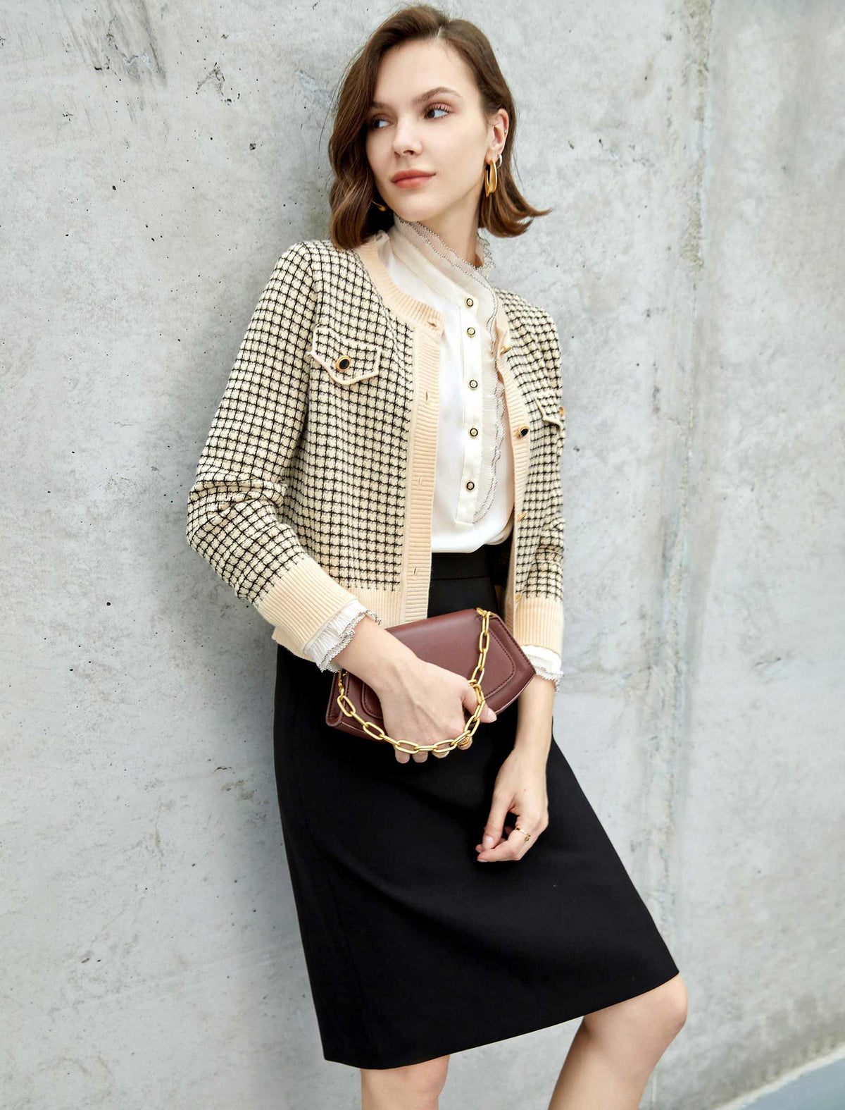Lace Trim Mandarin Collar Blouse