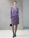 Wool Blend Shimmer Tie-Neck Cable-Knit Sweater