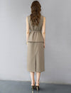 Taupe Tailored Belted Vest