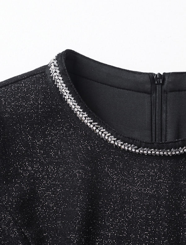 Chain Neckline Sparkle Midi Dress