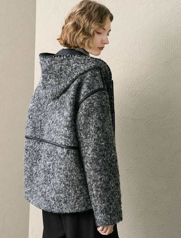 Hooded Tweed Wool-Blend Jacket