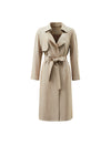 Textured Collared Button-Front Belted Trench Coat