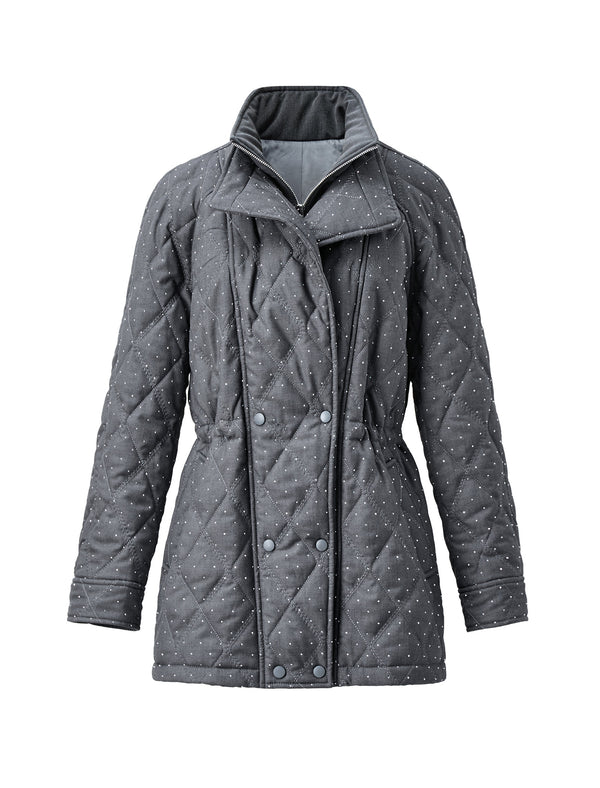 Quilted Polka Dot Padded Coat