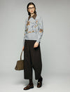 100% Wool Embroidered Floral Crewneck Relaxed Sweater