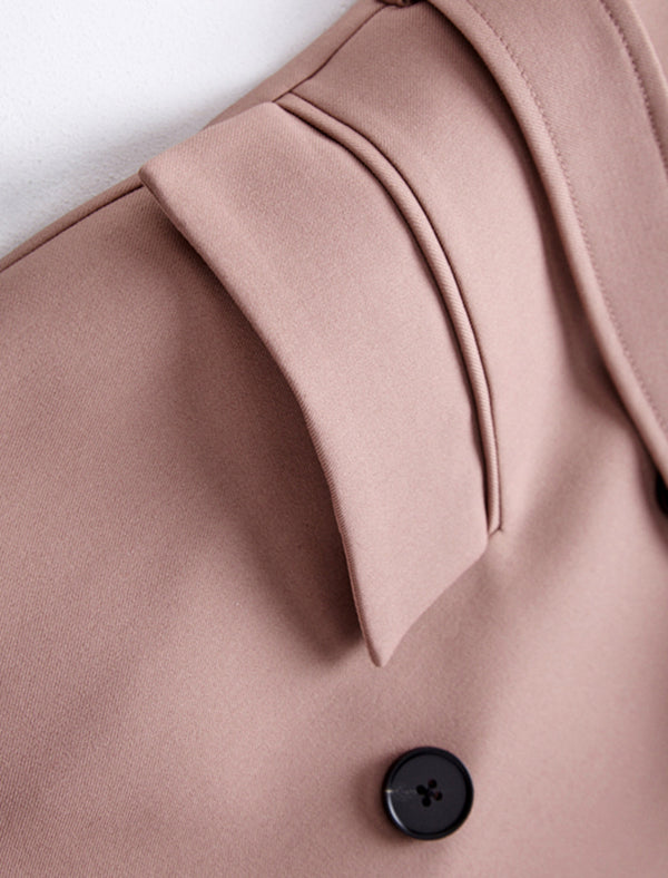 Gathered Waist Double-Breasted Trench Coat