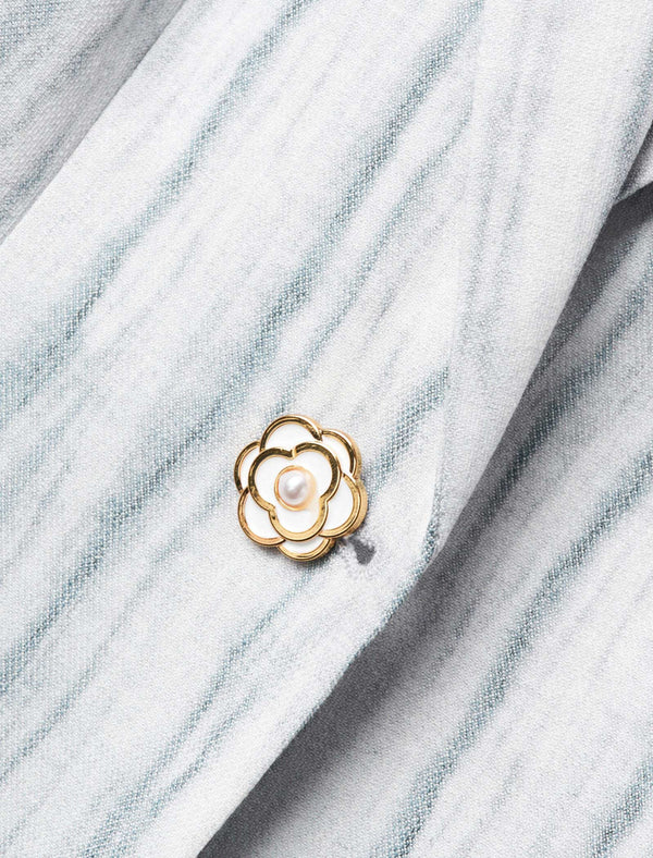 Linen Blend Three-Quarter Sleeve Striped Lapel Blazer