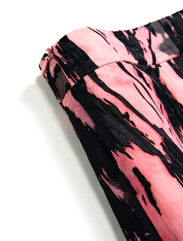 Abstract Brushstroke Print Fishtail Midi Skirt