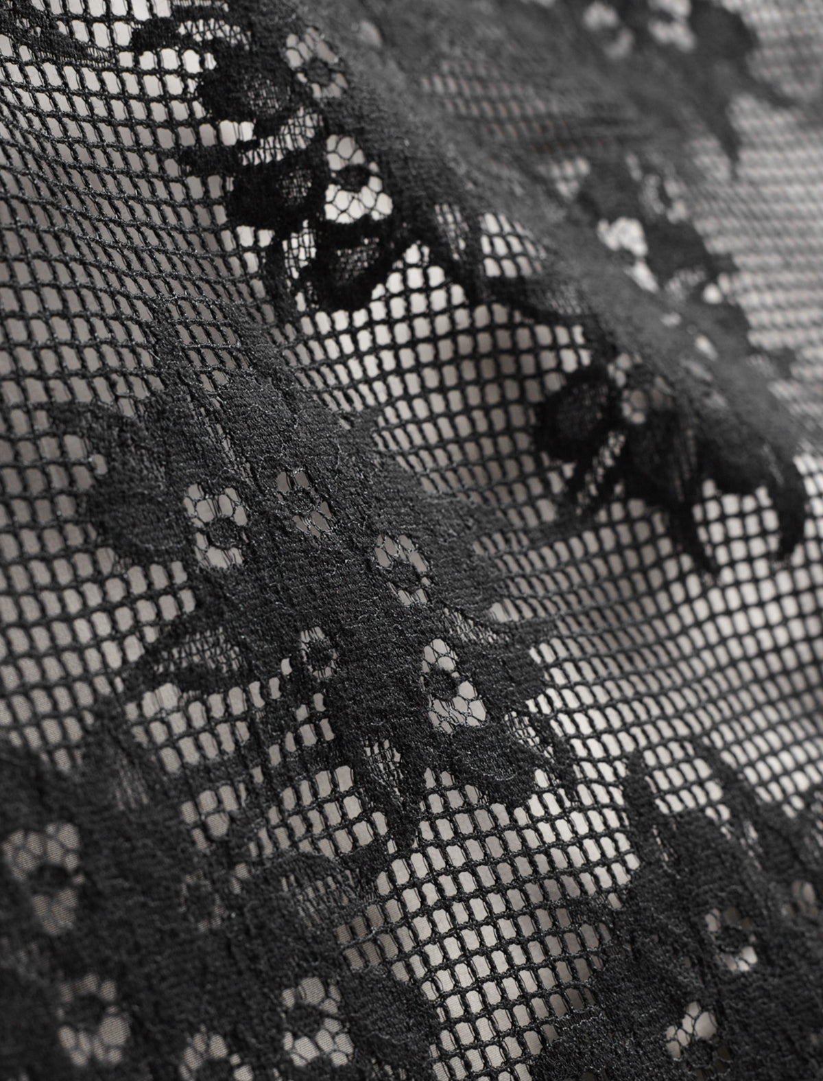 Noir Flocked Lace Midi Dress