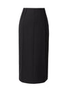Black Front Slit Tailored Midi Pencil Skirt