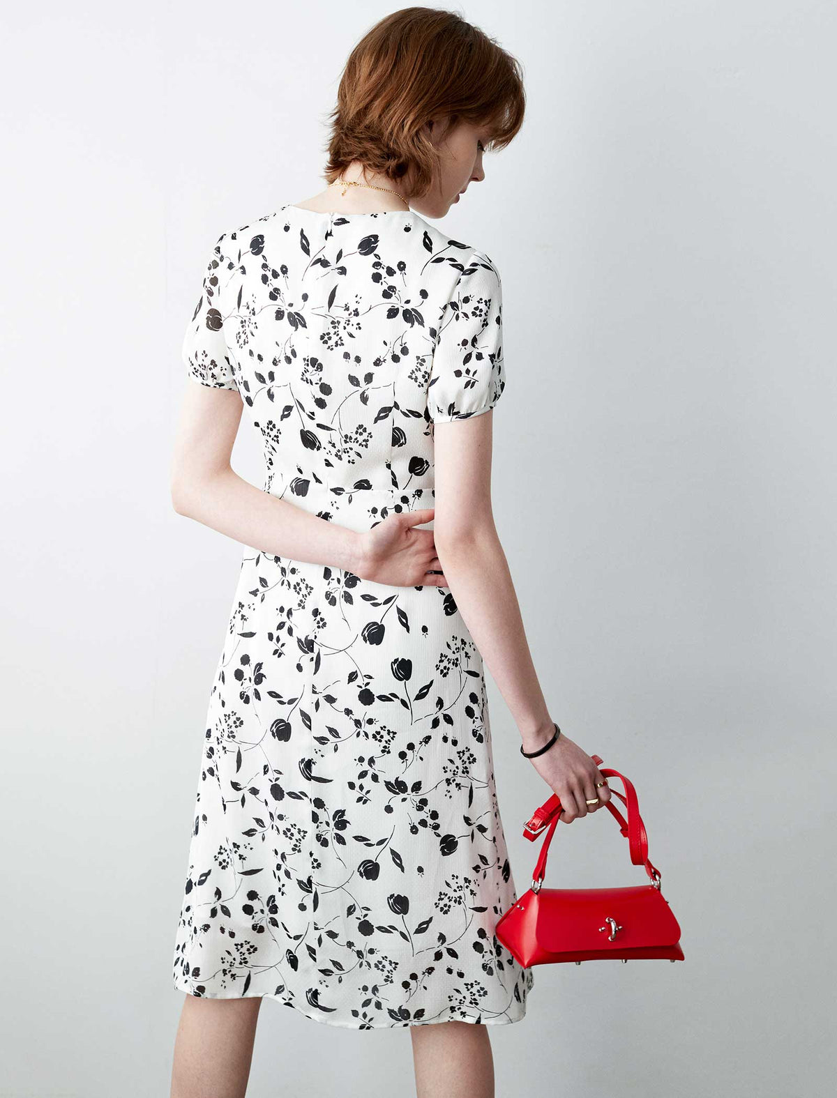 Keyhole Neck Floral Print Midi Dress
