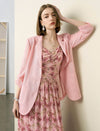 Three-Quarter Sleeve Textured Lapel Blazer