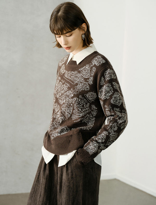 Embroidered Wool-Blend Sweater
