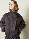 Faux Suede Fur Trim Cropped Jacket
