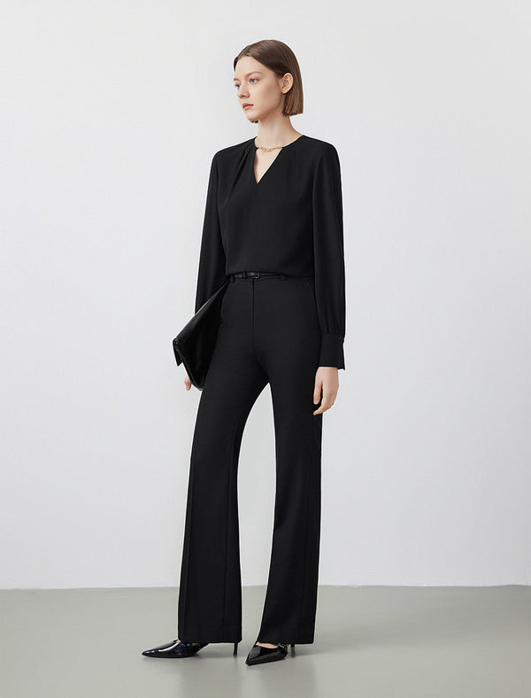 Chain Detail V-Neck Blouse