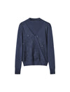 Wool Blend Mock Neck Jacquard Knit Sweater