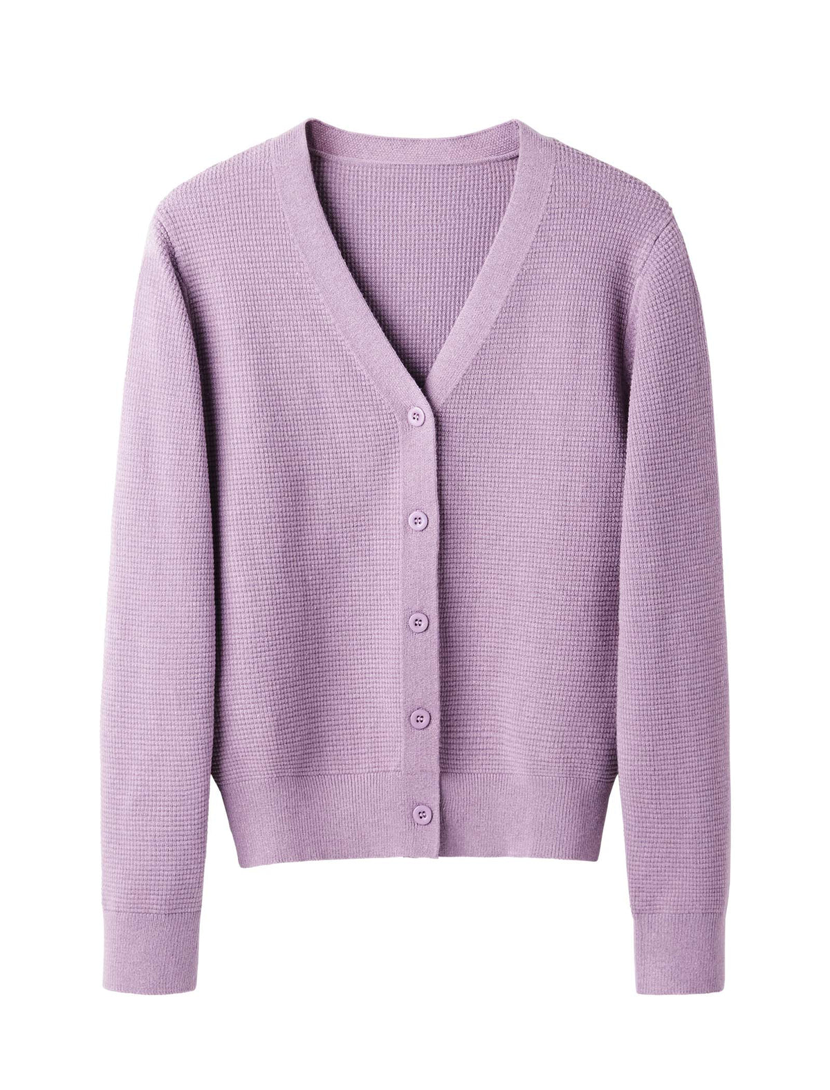 Purple Minimalist V-Neck Long-Sleeve Knit Cardigan