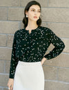 Star Print Mandarin Collar Blouse