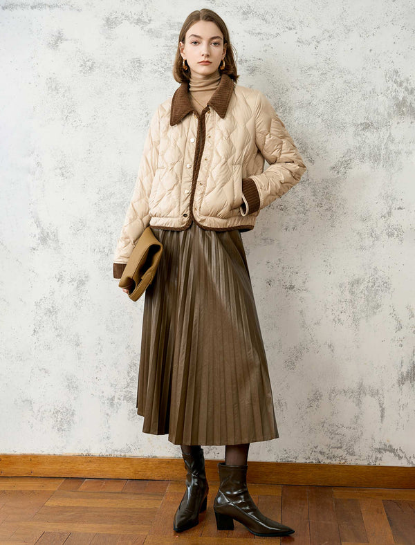 Quilted Contrast Collar And Cuffs Down Jacket