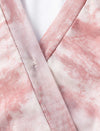 Tie Dye V-Neck Wrap Elbow Sleeve Top