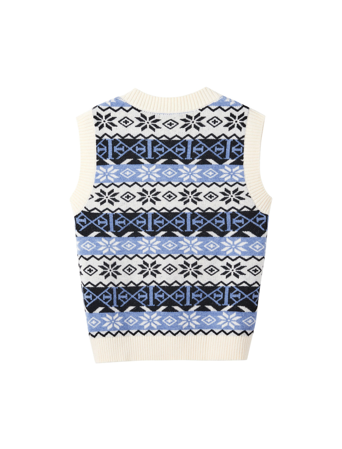 Geometric Jacquard V-Neck Straight-Fit Knit Vest