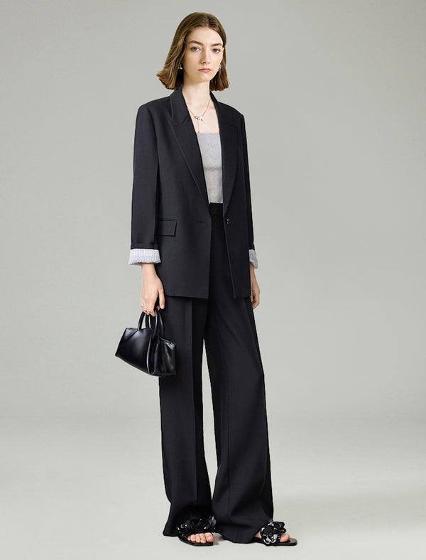 One Button Relaxed Fit Blazer
