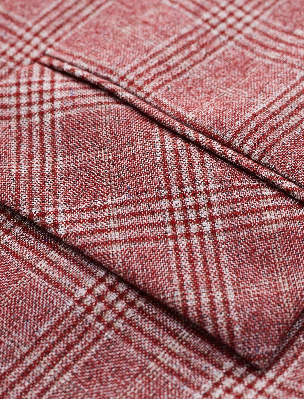 Red Plaid Straight Cut Midi Coat