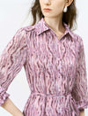 Mauve Pink Watercolor Print Midi Dress