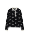 Floral Long-Sleeve Blouse with Lace Trim