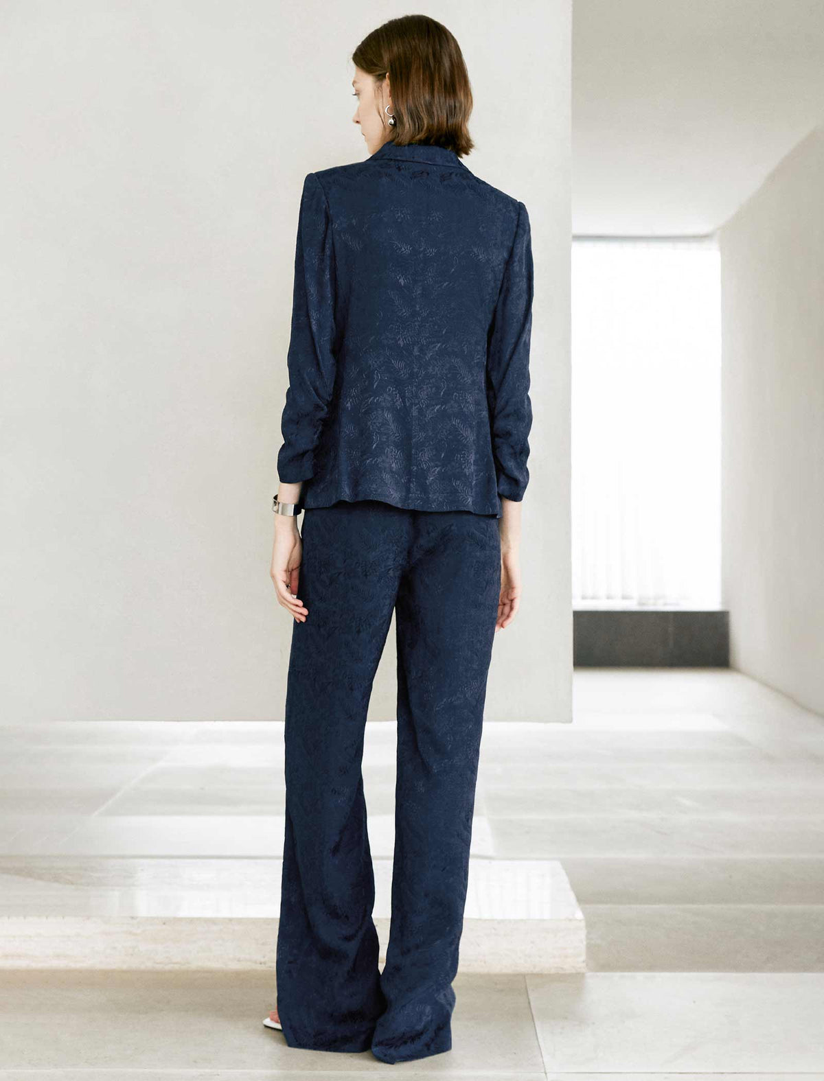 Navy Blue Textured Blazer