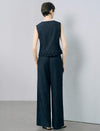 Dark Denim Look Sleeveless Ruffle Hem Vest