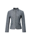 Wool Blend Mandarin Collar Cropped Jacket