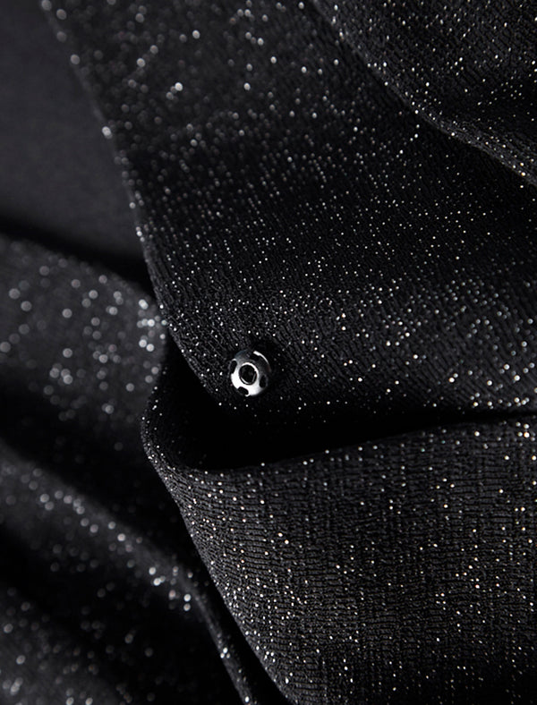 Glitter V-Neck Wrap Midi Dress