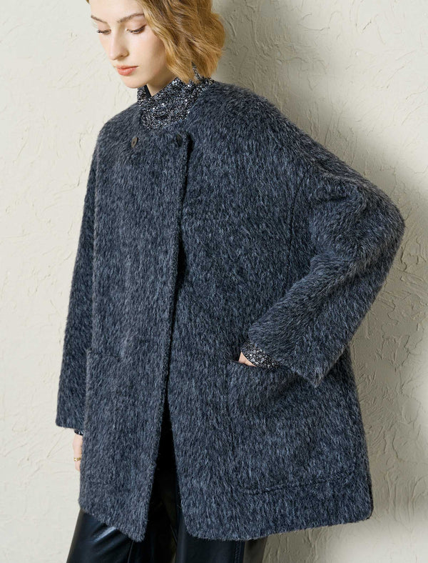 Wool-Suri Alpaca Blend Coat with Matching Scarf