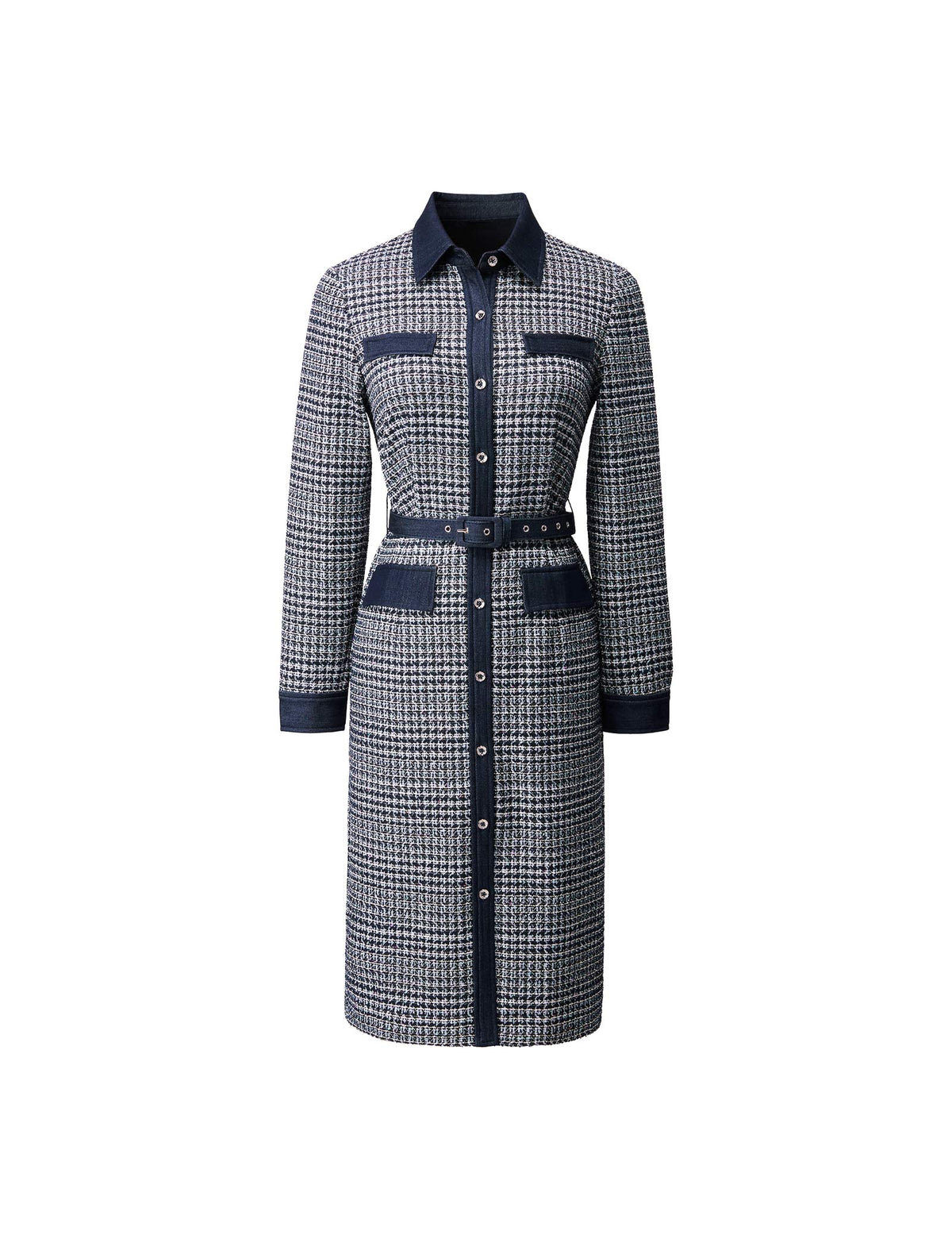 Colorblock Collared Pocket Fitted Dress