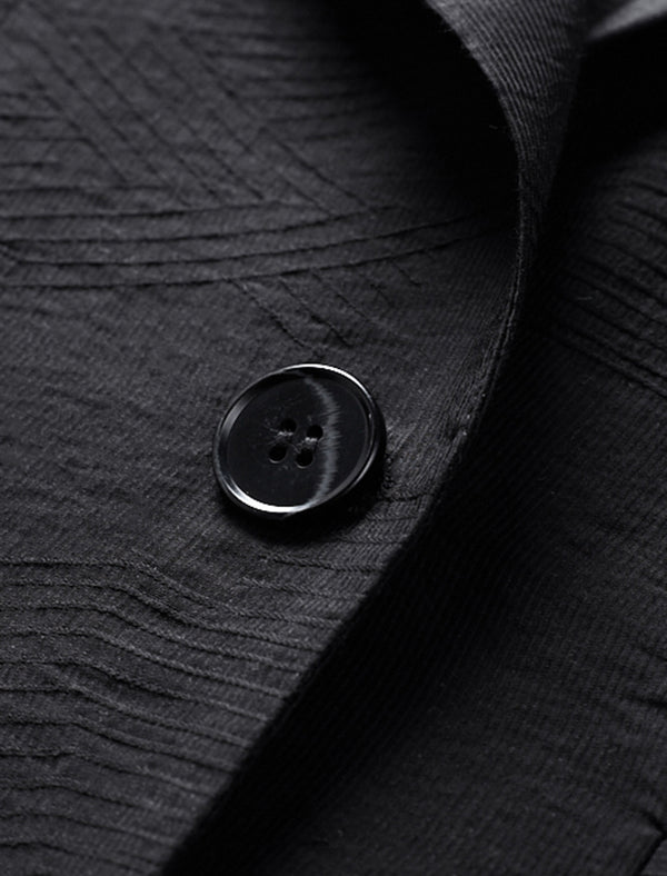 Tencel Ruched Sleeves Textured Tailored Blazer