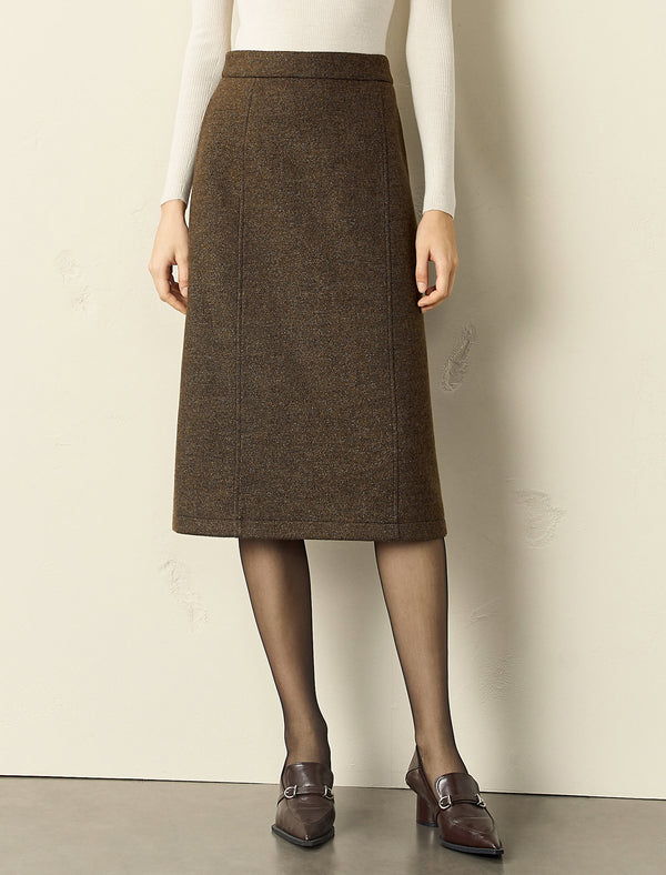 Wool Blend Midi Skirt