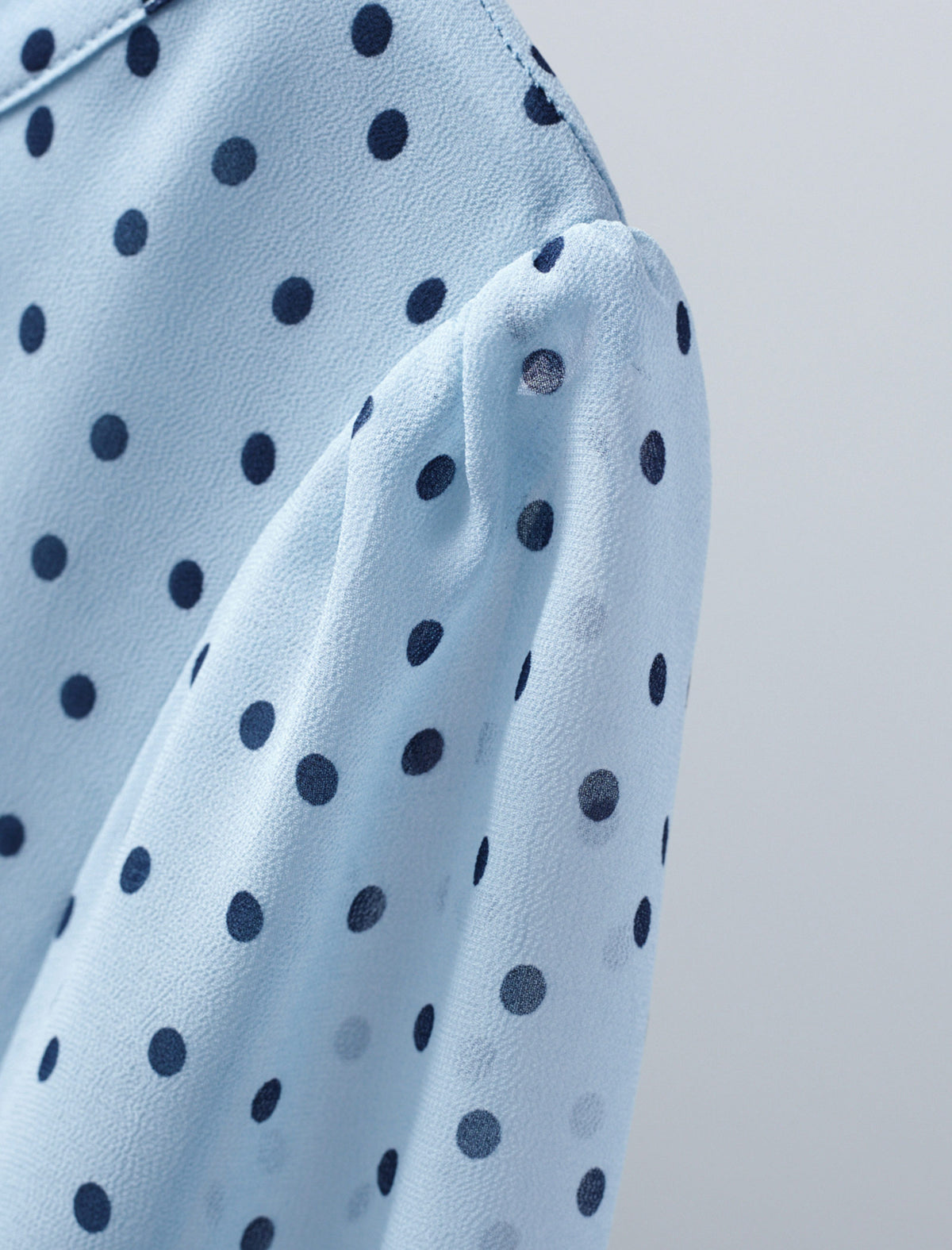 Light Blue Polka Dot Pleated Midi Dress