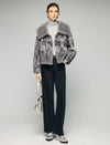 Plush Wide-Lapel Zip-Front Pocket Cropped Jacket