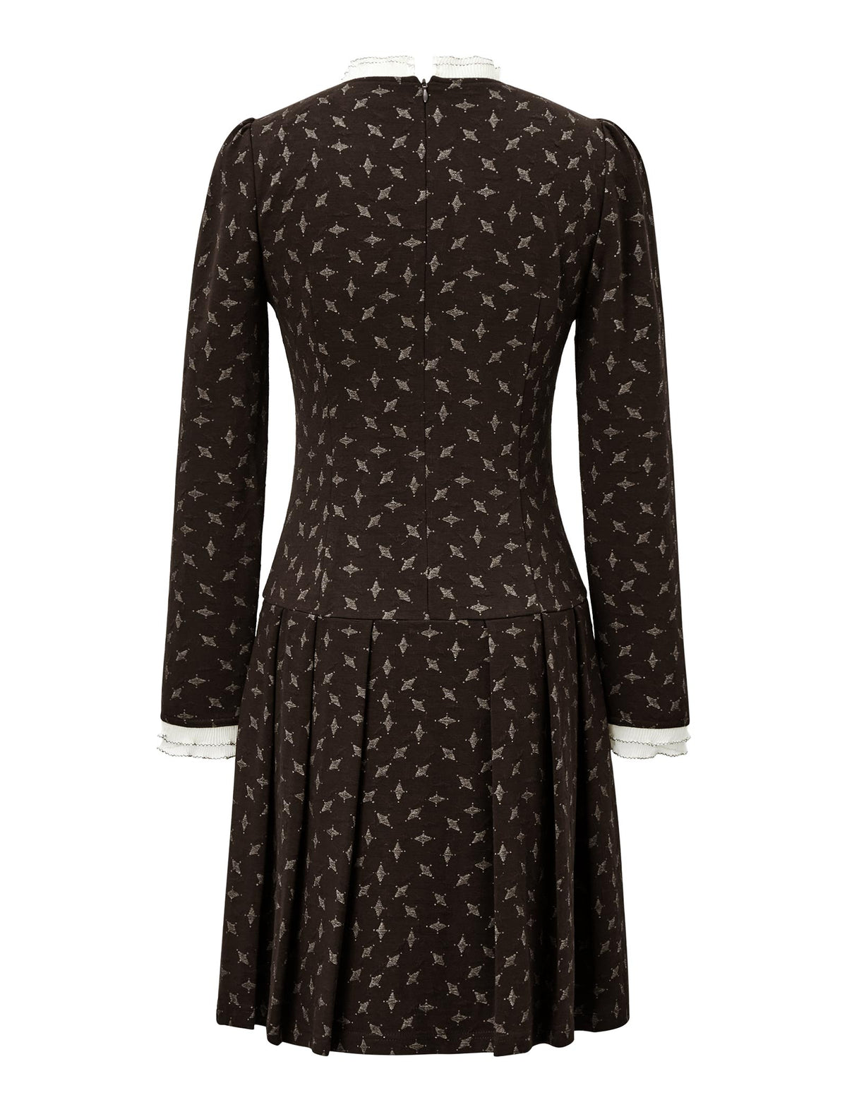 Floral Printed Lace Trim Pleated Mini Dress