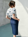 Crew Neck Printed Short Sleeve Chiffon Top